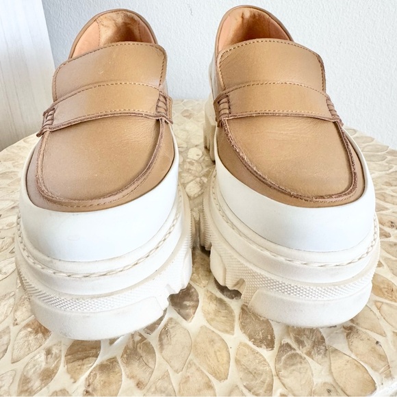 Ganni Tan Chunky Heel Penny Calf Leather Loafers Size 37/US 7 - Picture 14 of 15